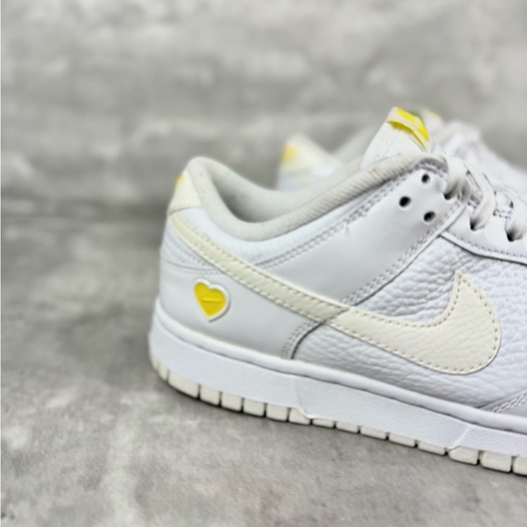 Limited Edition Nike Dunk Low “Yellow Heart” White/Yellow Women’s Sneakers - Picture 3 of 10